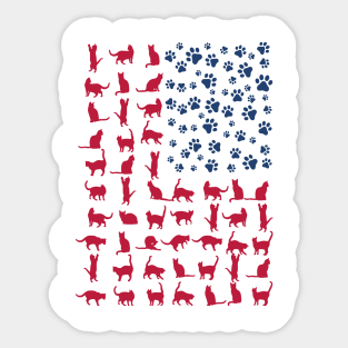 Cat Flag America USA Sticker